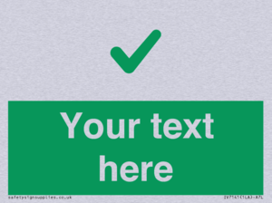 Custom green background, green tick sign